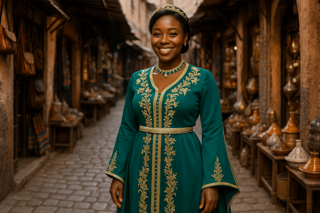 Caftan vert de chez Majestia